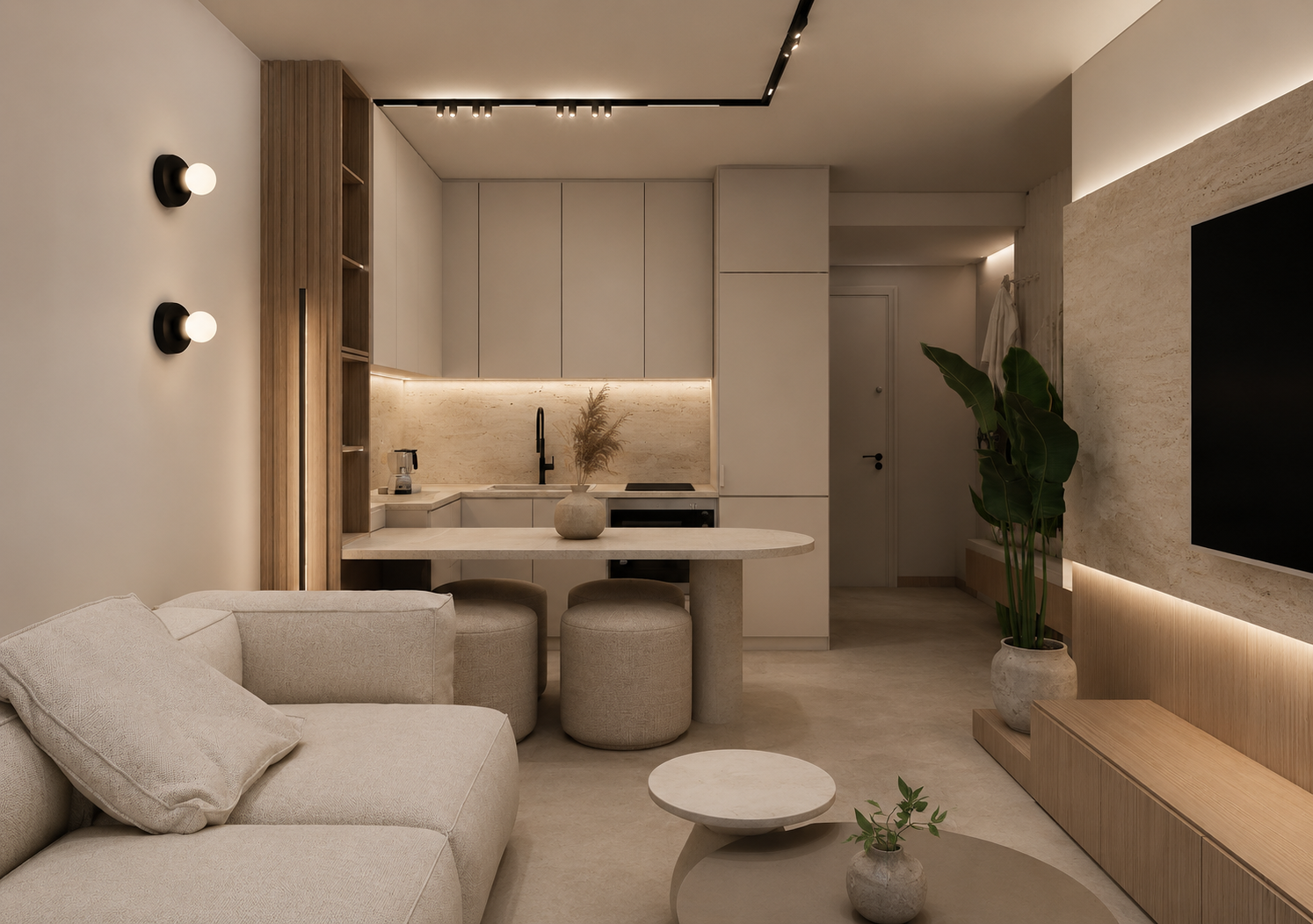 Hospitality interior in Bansko, Bulgaria with warm amber lighting