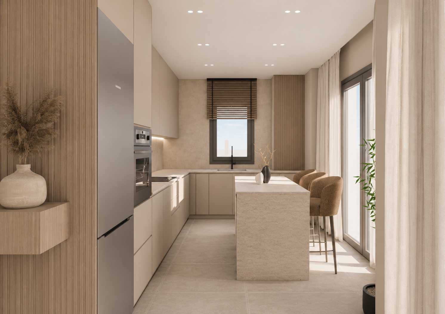 Compact galley kitchen in Thessaloniki with precise joinery