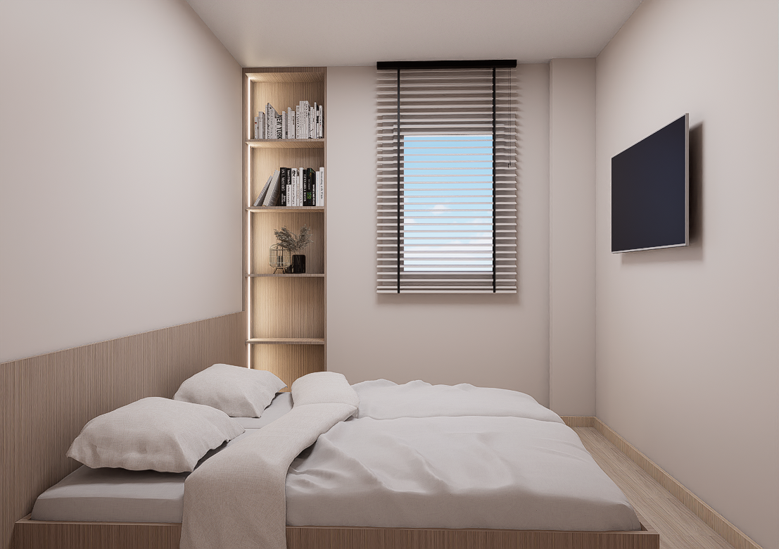 BLÉND interior — bedroom with built-in joinery